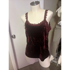 Large NWT Women’s Red Velvet Lacy Camisole Tank Top By Paparazzi